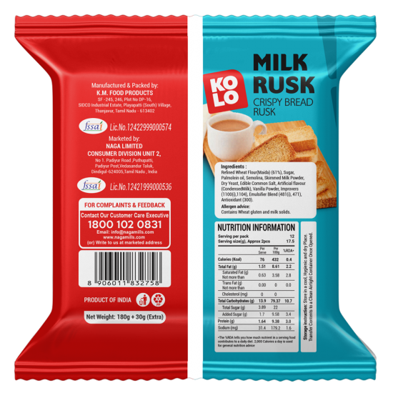 KOLO MILK RUSK 210 G